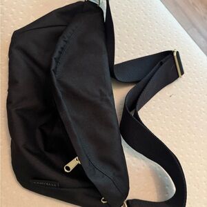 Black Minimalist Crossbody Bag with Adjustable Strap
